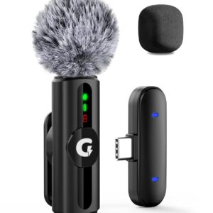 GRENARO Mic for YouTube Wireless, 3-Level Adjustable Noise Reduction Mic Wireless,S12 Wireless Microphone for Youtubers with LED Indicator Light (Single Channel Type-C Port Version)